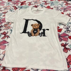 White T-Shirt with Bear Graphic